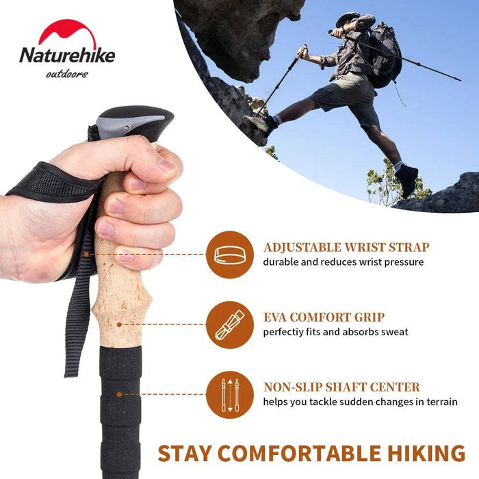 Collapsible Hiking Sticks with carbon tungsten steel tip for enhanced stability