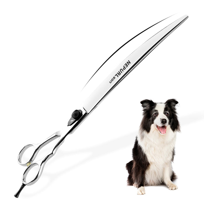 10-Inch Silver Straight Pet Grooming Scissors – 440C Steel