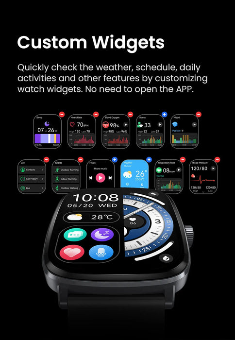 Smartwatch displaying clear visuals with 410 × 502 pixels resolution