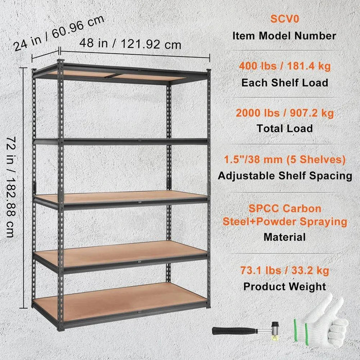 61cm x 122cm x 183cm Heavy Duty Storage Shelving Unit - FLUXA