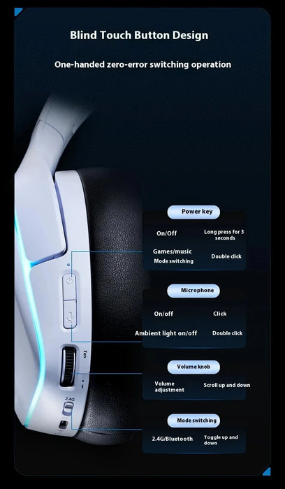 Wireless Gaming Headset White with Mic and Noise Reduction