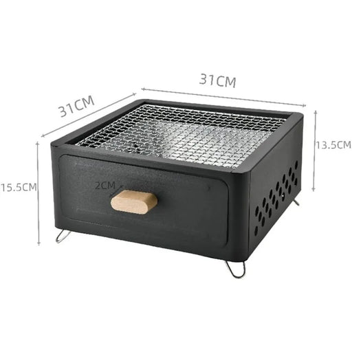 Camping Barbecue Stove Square Charcoal Heater white with black inside for outdoor cooking