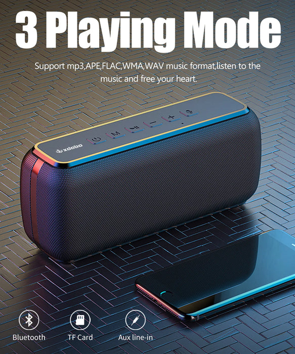 Black Bluetooth speaker with Bluetooth 50 connectivity and TWS functionality