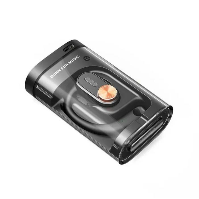 Black TWS Waterproof Open-Ear Earphones for Sports & Gaming with Charging Case