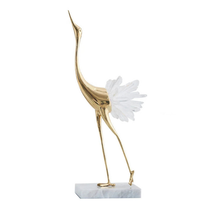 Luxury Brass Crystal Swan Ornament – Home Decor Accent