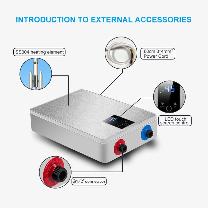 Water Heaters 6000W 220V Tankless for Bathroom or Kitchen