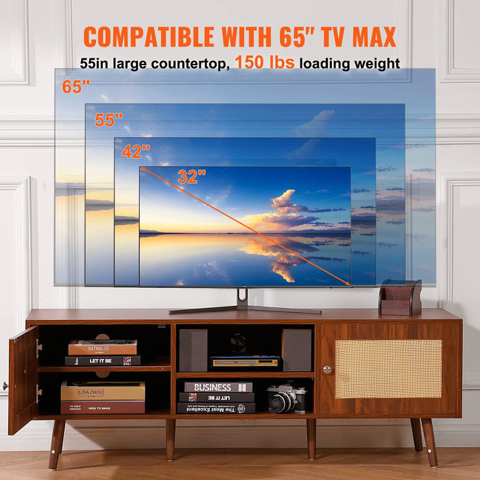 Sleek and stylish TV stand with adjustable shelves for storage customization