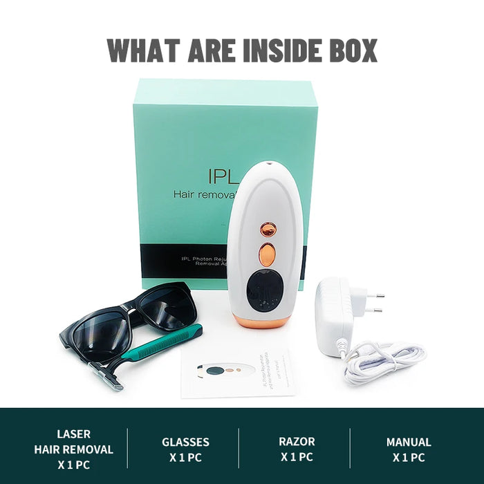 Laser Epilator 999900 Flashes, IPL Hair Remover & Bikini Trimmer – White