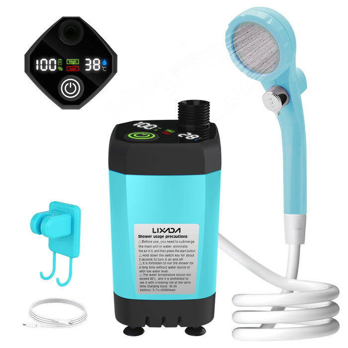 User Manual for Portable Camping Shower Pump Camping Shower Pump Blue 6000mAh Portable Outdoor Shower Kit with Digital Display