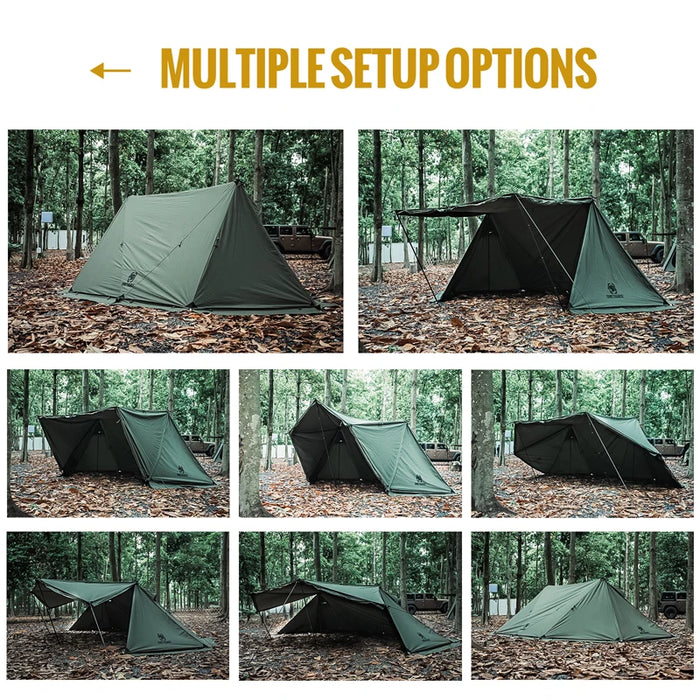 Four-Season Outdoor Shelter with Stove Jacket, Wind Tarp