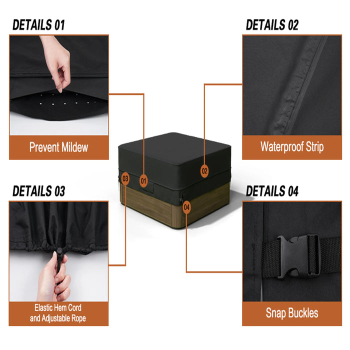 Waterproof and anti-UV outdoor black hot tub cover 193x193x51cm