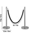 Two black stanchion posts with velvet ropes and plastic base