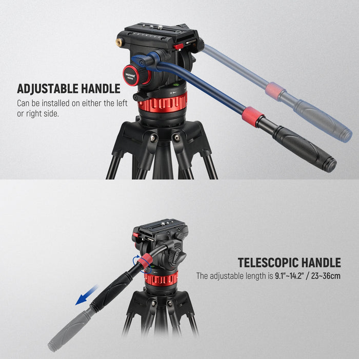 Adjustable Fluid Tripod Head with Quick Release Plate
