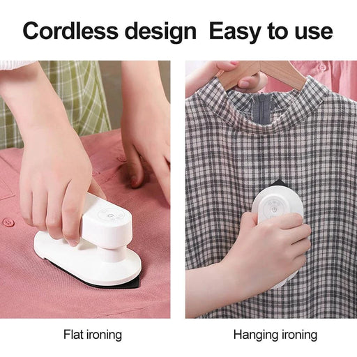 Portable Mini Electric Cordless Iron Rechargeable Dry Wrinkle Remover Touch-Up Iron for Home, Travel & Business - White for convenient wrinkle removal anywhere
