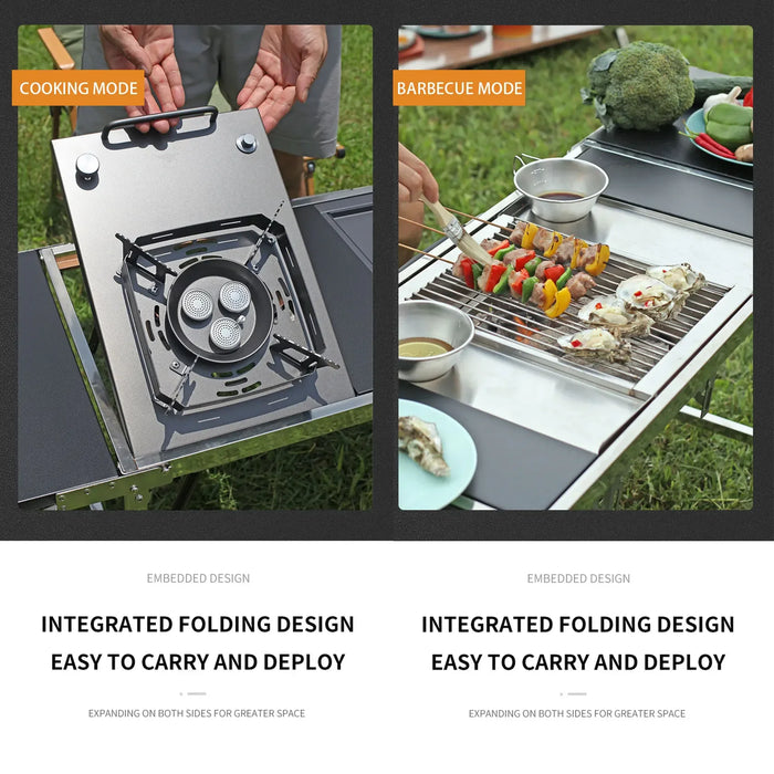Portable Folding Wood Camping Table – Outdoor Picnic BBQ