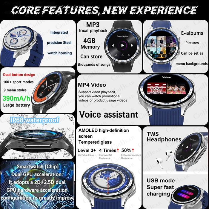 Smartwatch with MP4 video playback and customizable watch faces