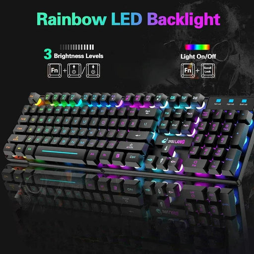 Black RGB Mechanical Gaming Keyboard and Mouse Set for PC and Laptop