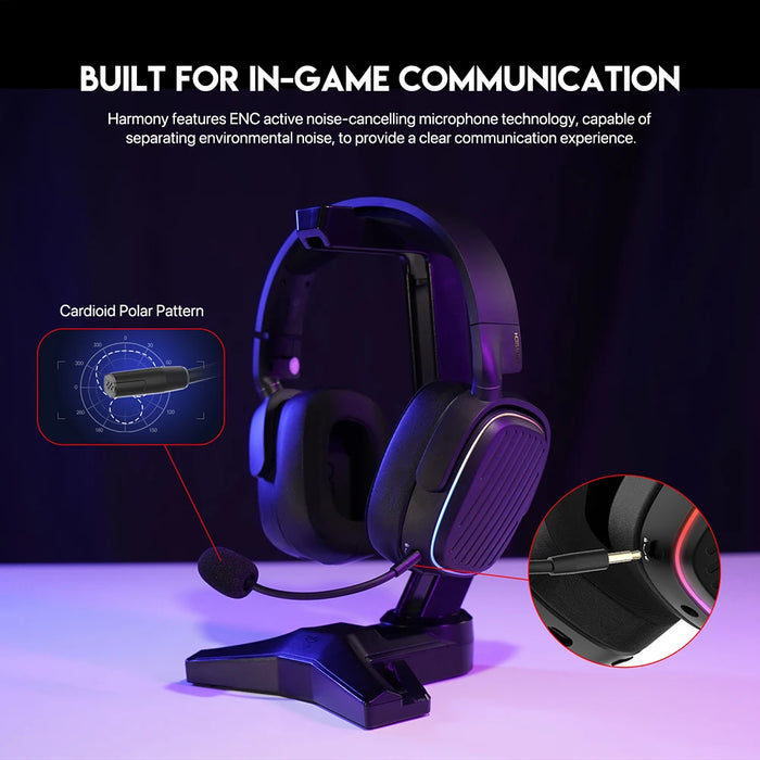 White Wireless Gaming Headphones with RGB & Memory Foam
