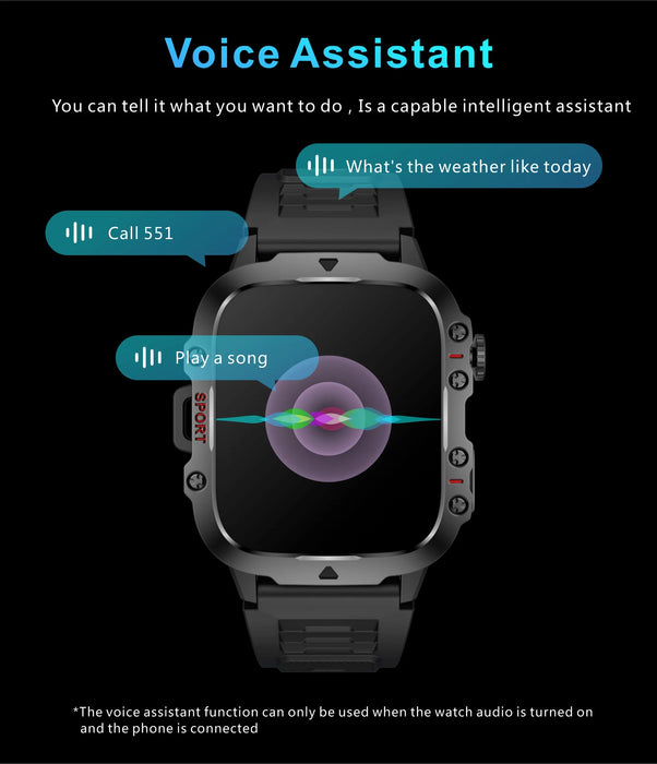 Military Smart Watch 1.96" AMOLED, IP68, Fitness Tracker, Sports Watch