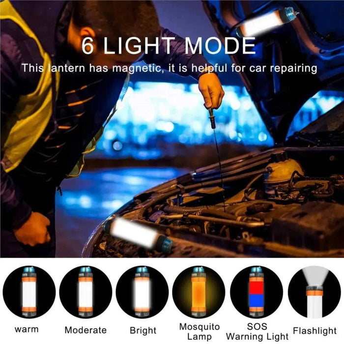 Portable LED Camping Light - USB Rechargeable Waterproof Lantern (D15) - FLUXA
