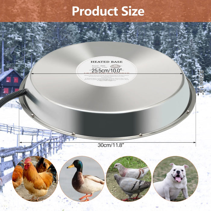 Electric 30cm Chicken Water Warmer Plate Keeps Poultry Drinking Water Ice-Free in Winter