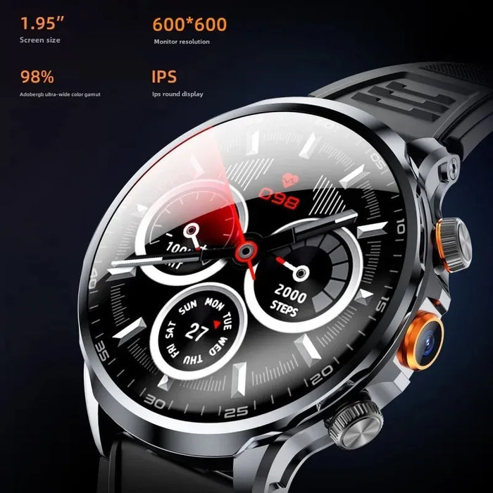 Black 4G Smartwatch with SIM Slot & Fitness Tracker