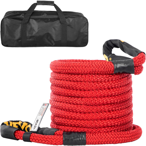 Heavy Duty Kinetic Recovery Tow Rope 15200kg Double Braided Nylon with Protective Sleeves - Black: Durable and strong tow rope for heavy-duty recovery operations