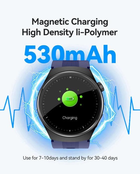 Smart Fitness Watch Blue with ECG and Blood Pressure