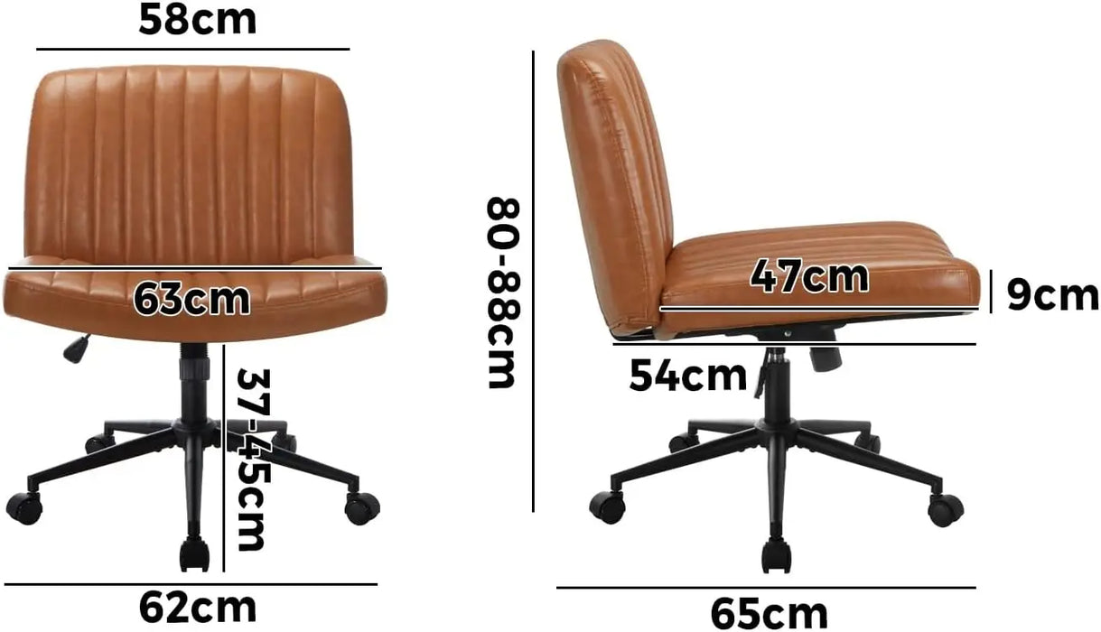 Ergonomic PU Leather Home Office Chair Padded Seat, Adjustable Backrest, Brown