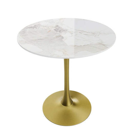 30 Round Bistro Table with Durable Metal Iron Frame and Sintered Stone Tabletop