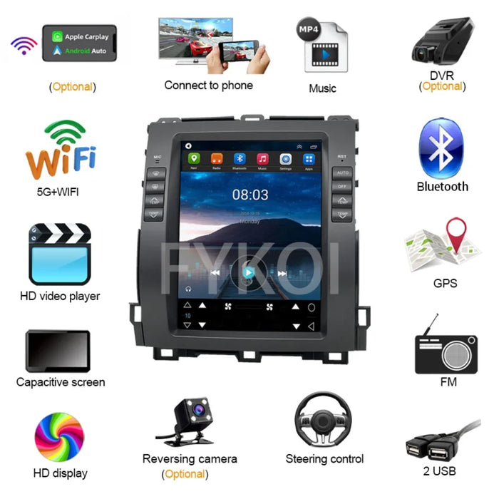10.4" Touch Car Radio, Android 13, CarPlay, 4G, Bluetooth