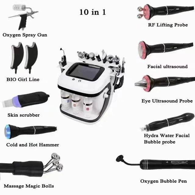 10-in-1 Hydrofacial Machine with Oxygen Peeling & Moisturizer