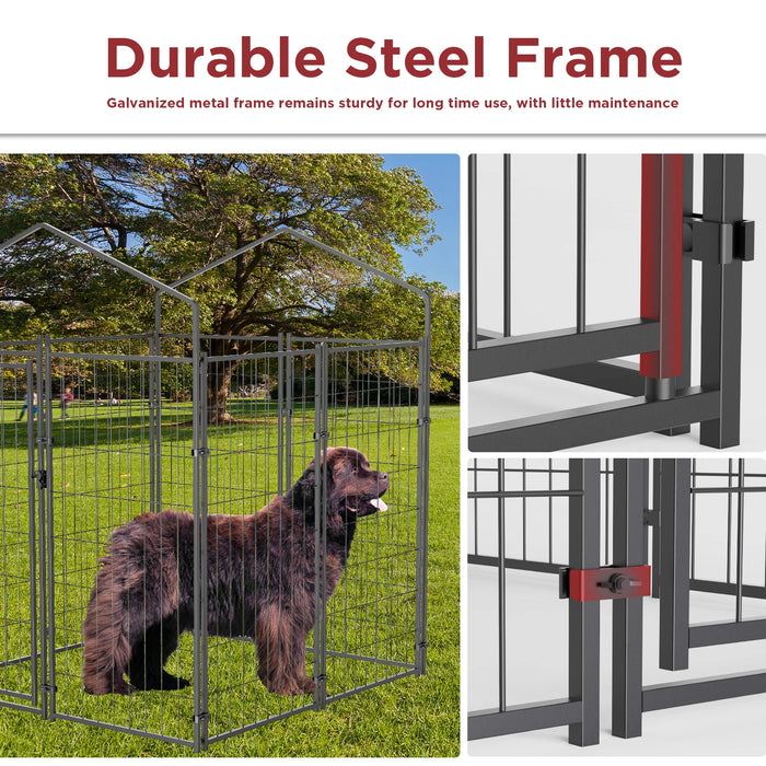 Outdoor Metal Dog Playpen with UV Protection & Waterproof Cover black XS 49.8x47x52.7in
