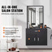 Spacious All-in-One Barber Station with Drawer and Double-Door Cabinet