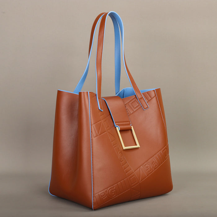 Brown soft bucket design luxury PU leather shoulder bag for women