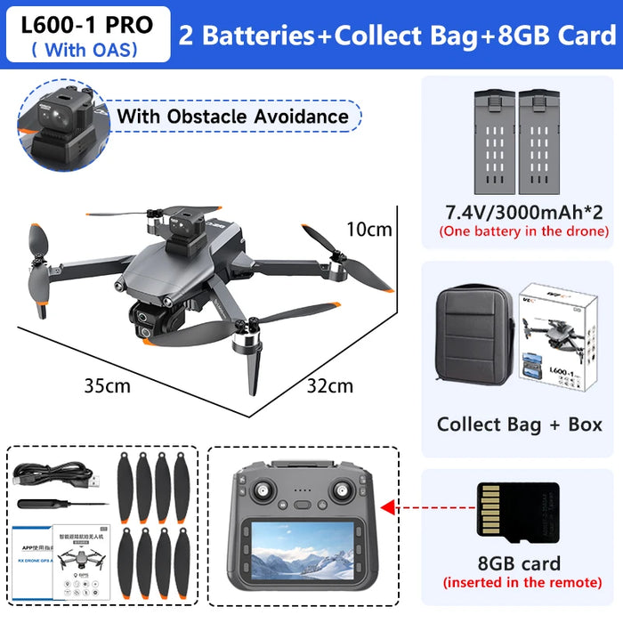Rechargeable 4K Drone with Obstacle Avoidance & LCD Control With OAS 2B Bag