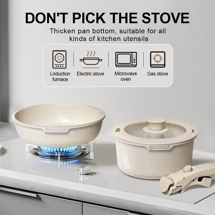 Induction compatible cookware with sleek white finish for any kitchen