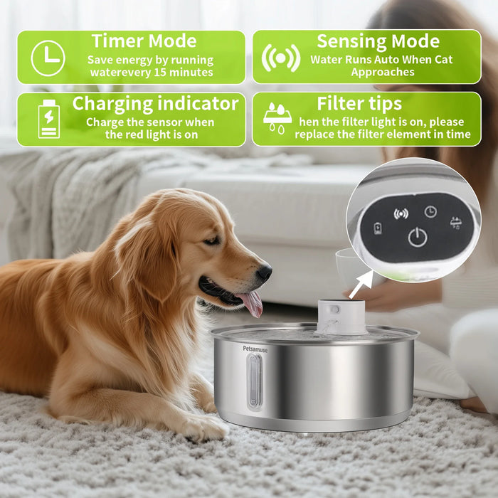 Stainless Steel Pet Water Fountain 8L