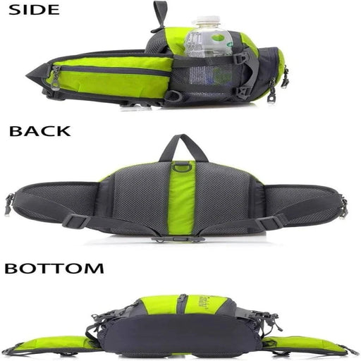 Tear-resistant nylon waist pack with multiple carrying options for outdoor activities
