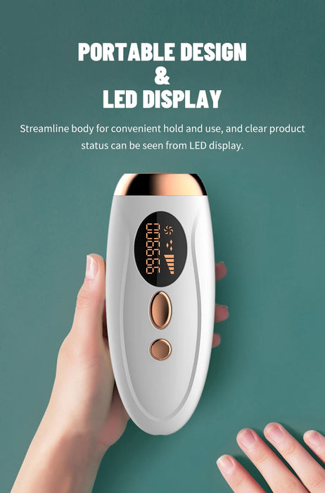 Laser Epilator 999900 Flashes, IPL Hair Remover & Face Massager – White