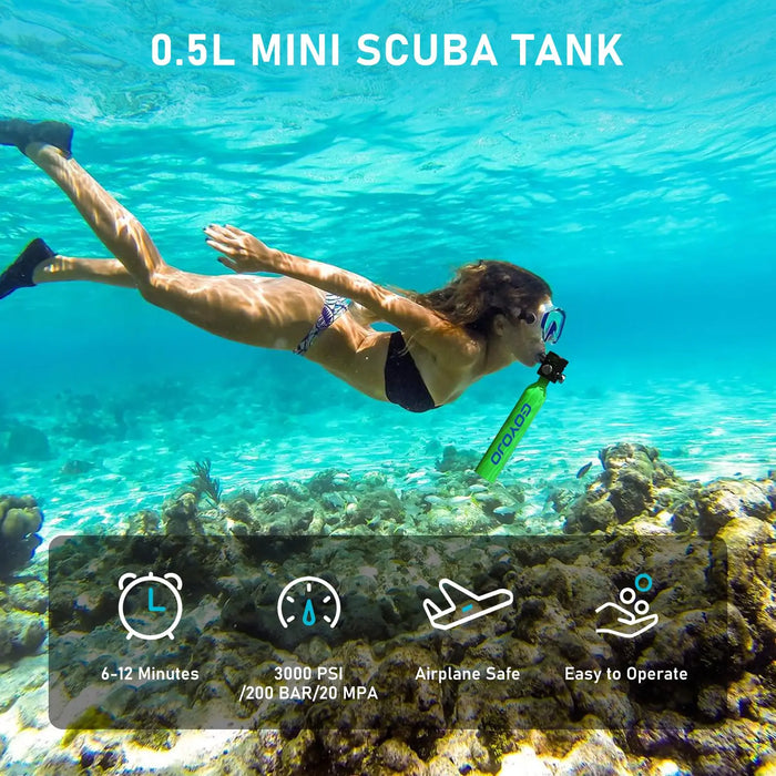 0.5L Portable Scuba Tank Green with Pressure Gauge Adapter