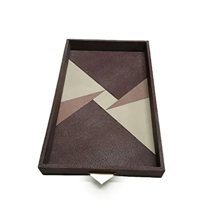 Decorative Leather Storage Tray with Handles for Dressing Table