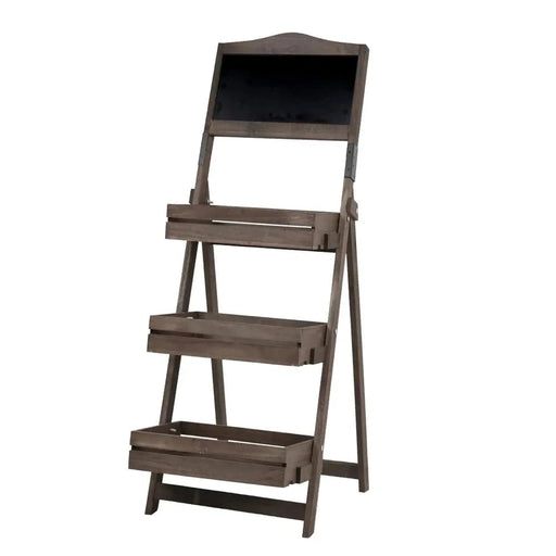 Vintage-style chalkboard made from paulownia wood, with 3-tier shelves for added storage
