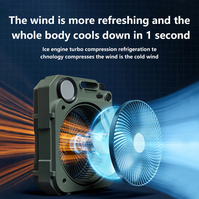 Rechargeable 10000mAh Outdoor Fan with Light and USB