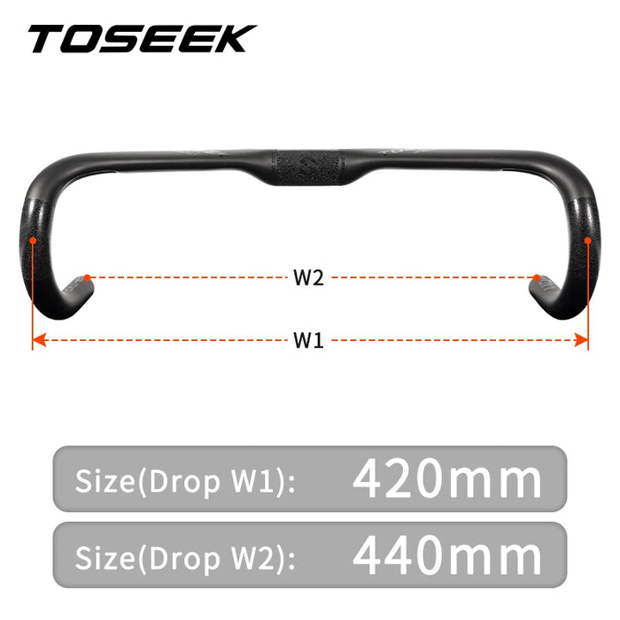 440mm Carbon Road Handlebar with Internal Cable Routing for Road Bikes