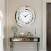 60 cm diameter Silver Tinted Round Mirror Wall Clock with Roman Numerals