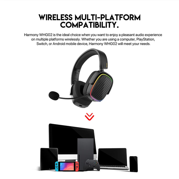 White Wireless Gaming Headphones with RGB & Memory Foam