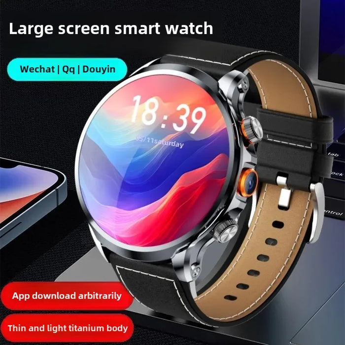 Black 4G Smartwatch with SIM Slot & Fitness Tracker