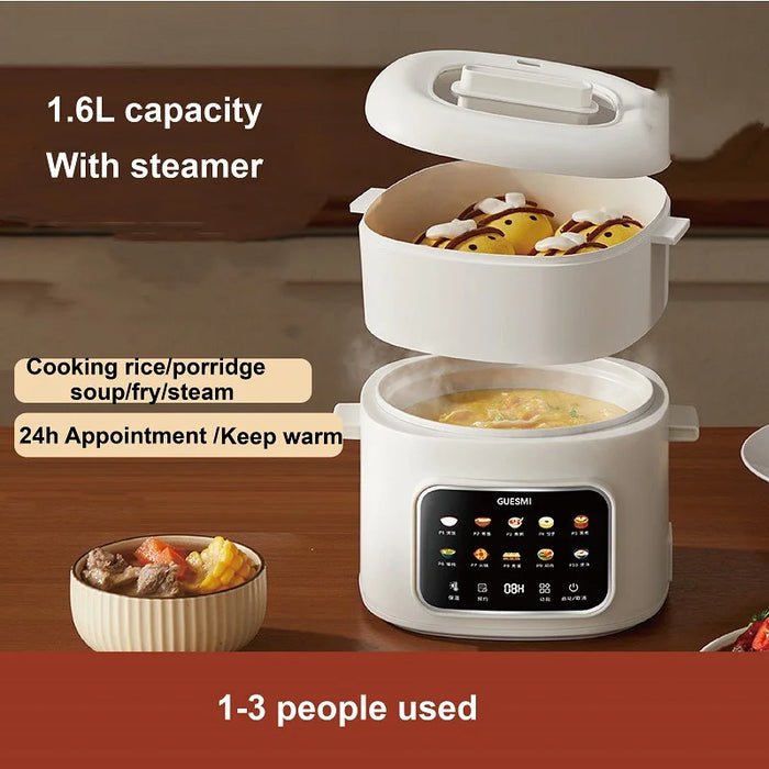 1.6L Portable Electric Cooker with Steamer & Keep Warm