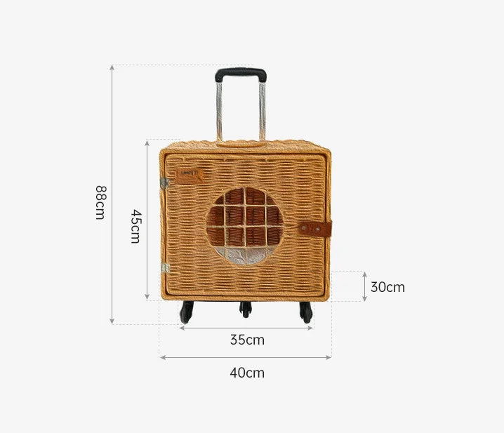 Portable Pet Trolley Luggage for Small Animals Wheeled Design with Comfort Mat